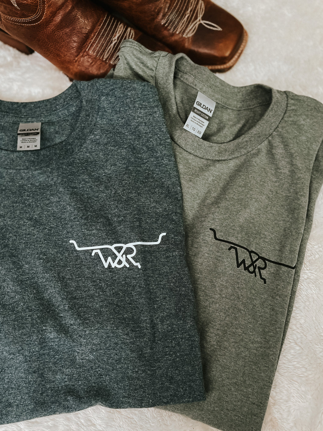 Branded Tee > Medium + Front Brand + Heathered Dark Grey